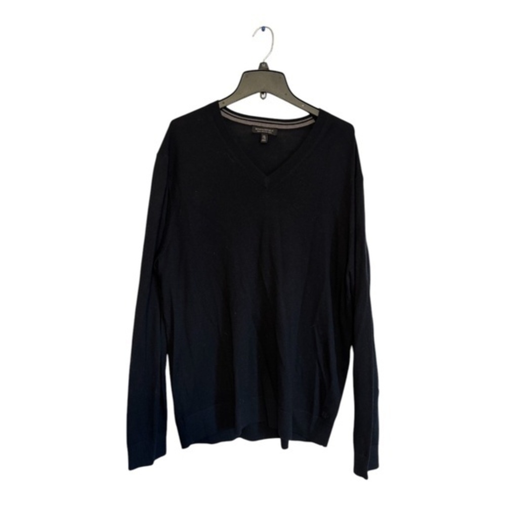 Banana Republic Mens Sweater Merino Wool Long Sleeve Sccop Neck Black Size XXL